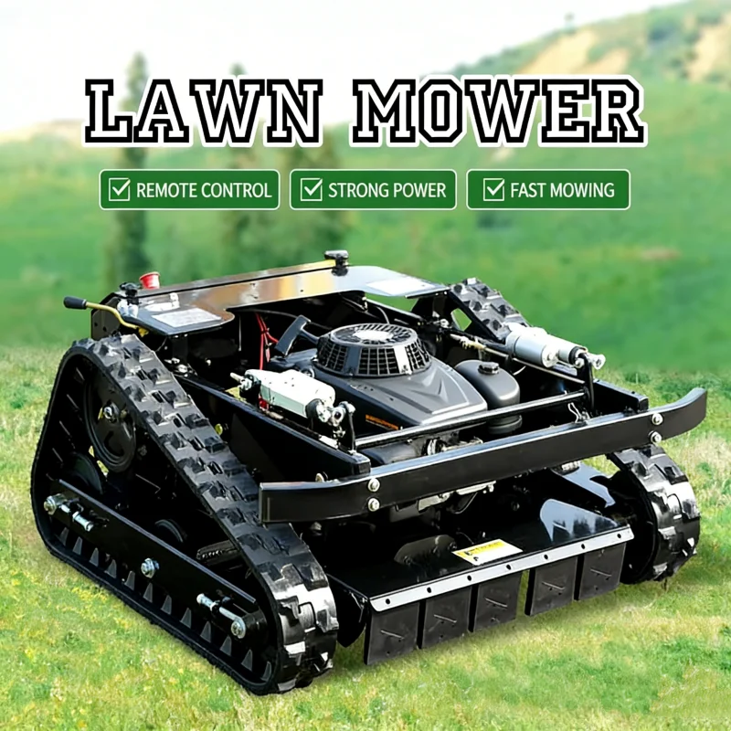 

Customized Smart Remote Start Lawn Mower with Adjustable Cutting Height for Farms,Track Lawn Mower Cutter for Steep Slopes Mower