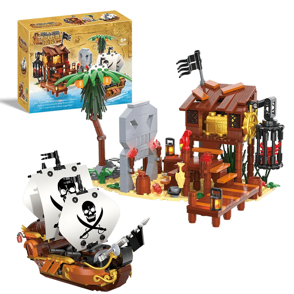 2024 Pirates Building Sets Compatible with Lego Sets with Pirates Boat And Island House Toy Building Block Gifts for Boys 725PCS