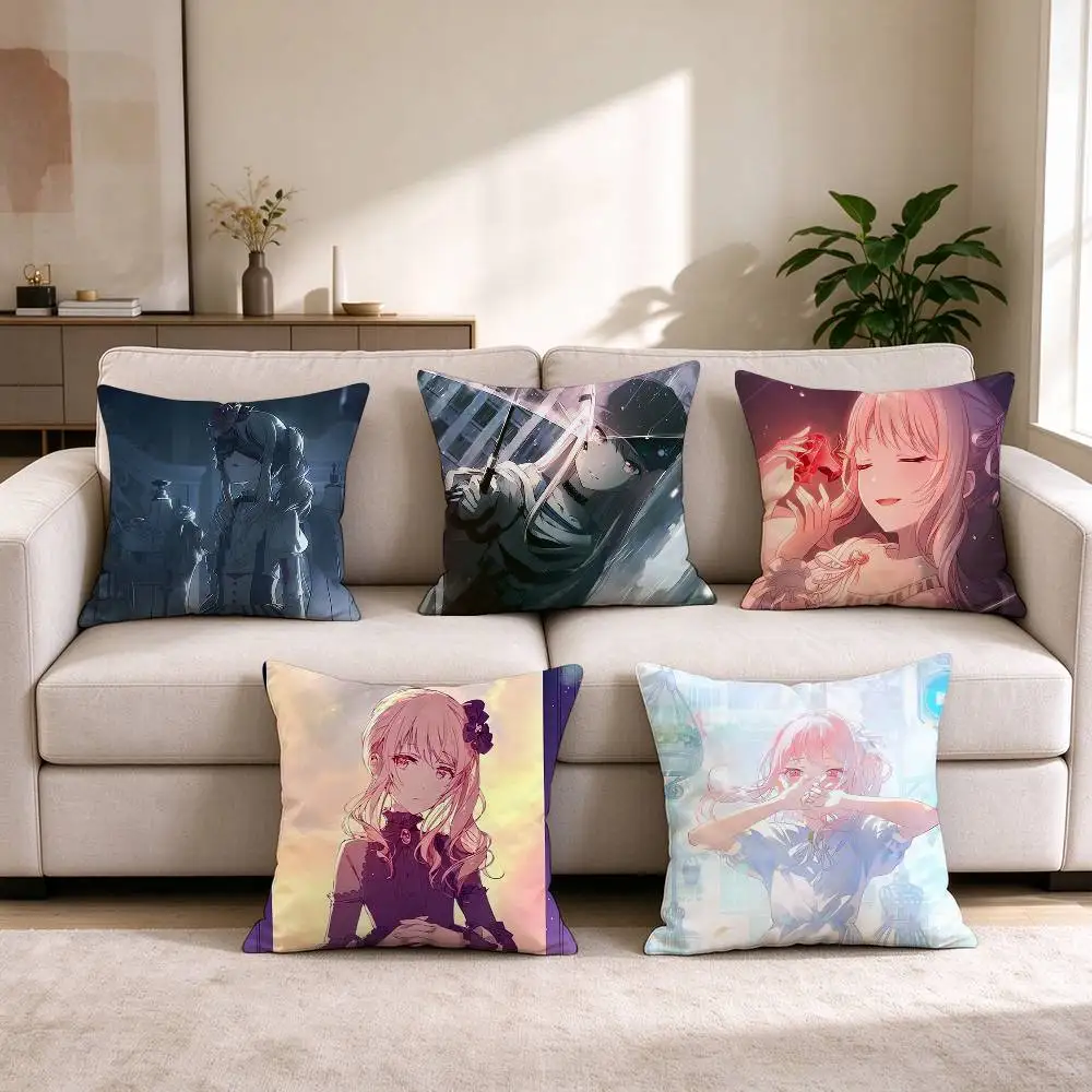 M-Mizuki Akiyama Project SEKAI  Pillow Case Square Double-Sided Sofa Cushion Cover Bedroom Bedside Pillow
