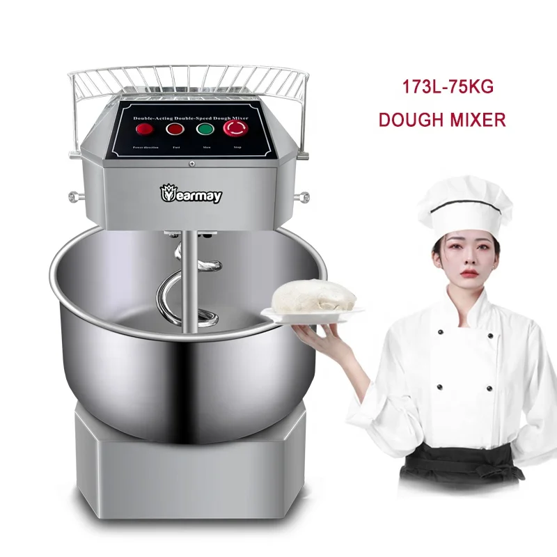 200 Liter 75Kg Kitchen Kneading Small Food Bread Bakery Cake Dough Stand Electric Spiral Industrial Commercial Dough Mixer
