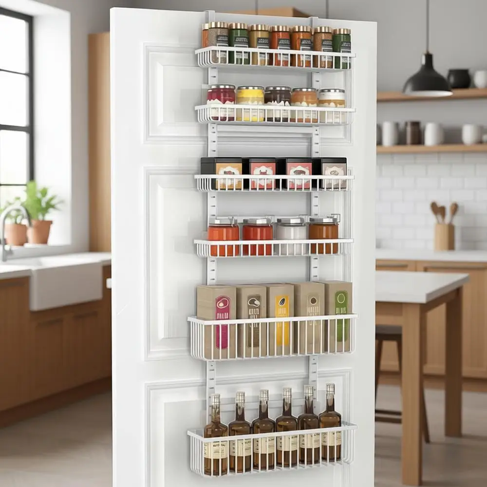 

6-Tier Door Pantry Organizer, Storage Rack for Spices and Seasonings, Ideal for Home Kitchen, Laundry, and Bathroom Essentials