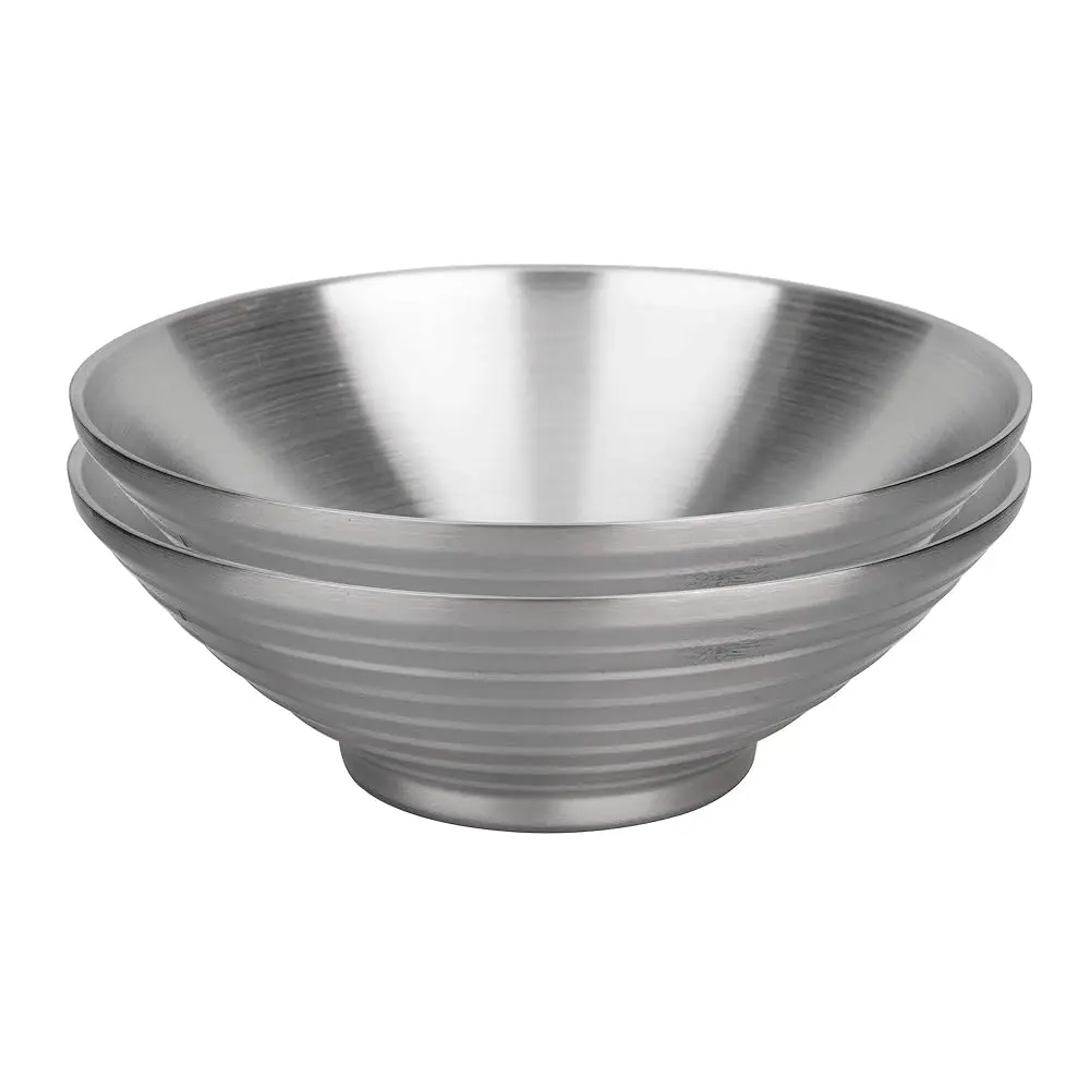Tazones para Sopa, Tazones para Ramen, Tazón de Acero Inoxidable SUS304 de Doble Pared, Tazón para Servir Udon, Soba, Pho, 9.5 Pulgadas (2 Piezas)