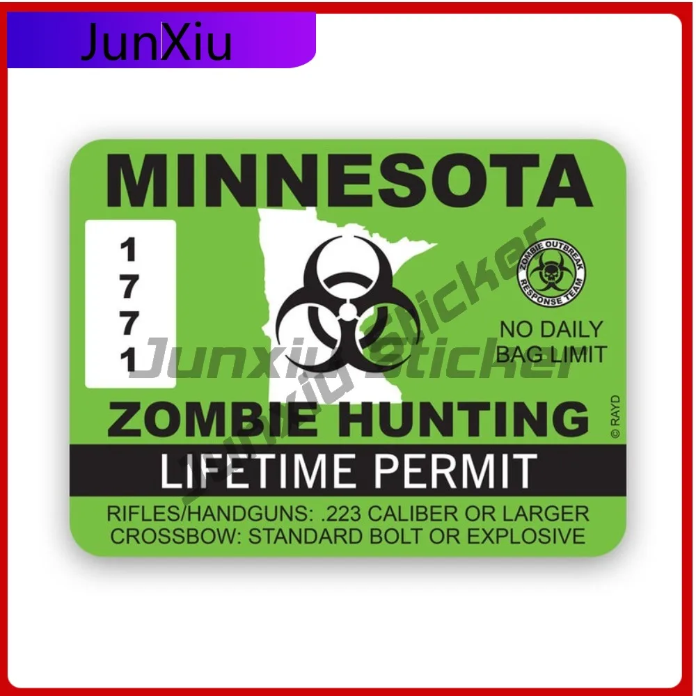 

Minnesota Zombie Hunting Permit Stickerwaterproof Outdoor Funny Laptop Waterproof Vinyl Decal For Toilet Seat Creative Decor Fun