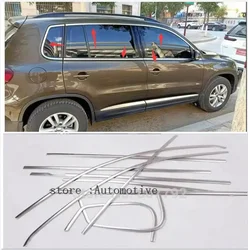 10 pcs TOP Quality Stainless Steel window decoration strip trim sticker cover For Vw Volkswagen Tiguan 2011 2012 2013 2014 2015