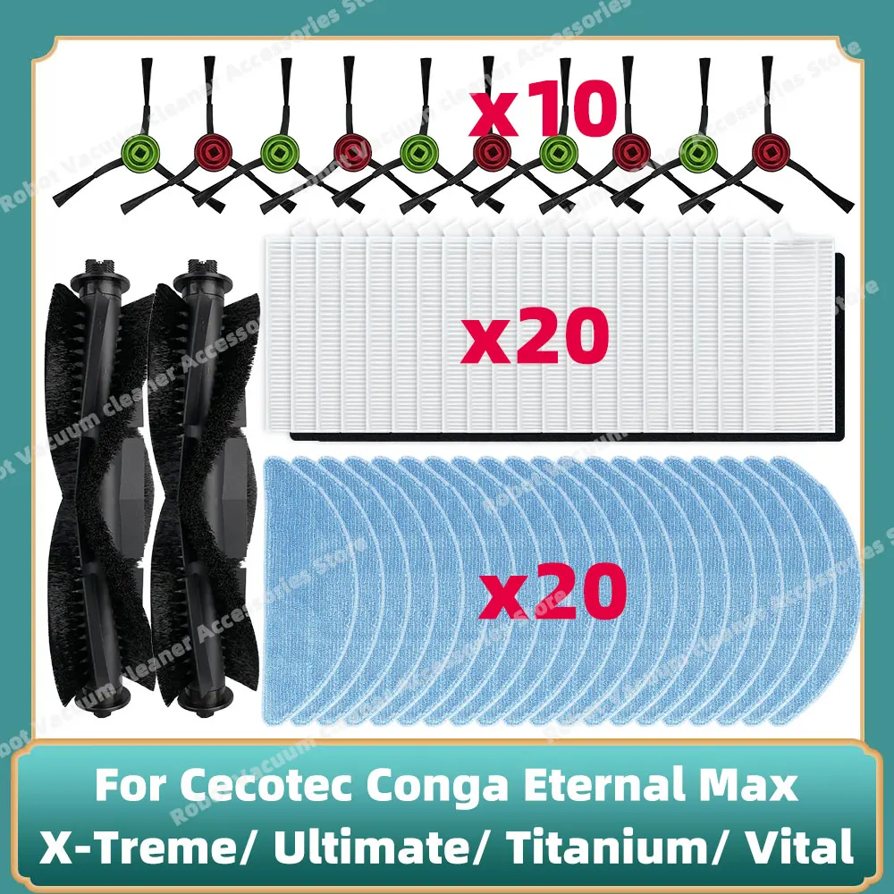 Compatible for Cecotec Conga Eternal Max X-Treme / Ultimate / Titanium / Vital Main Side Brush Hepa Filter Parts