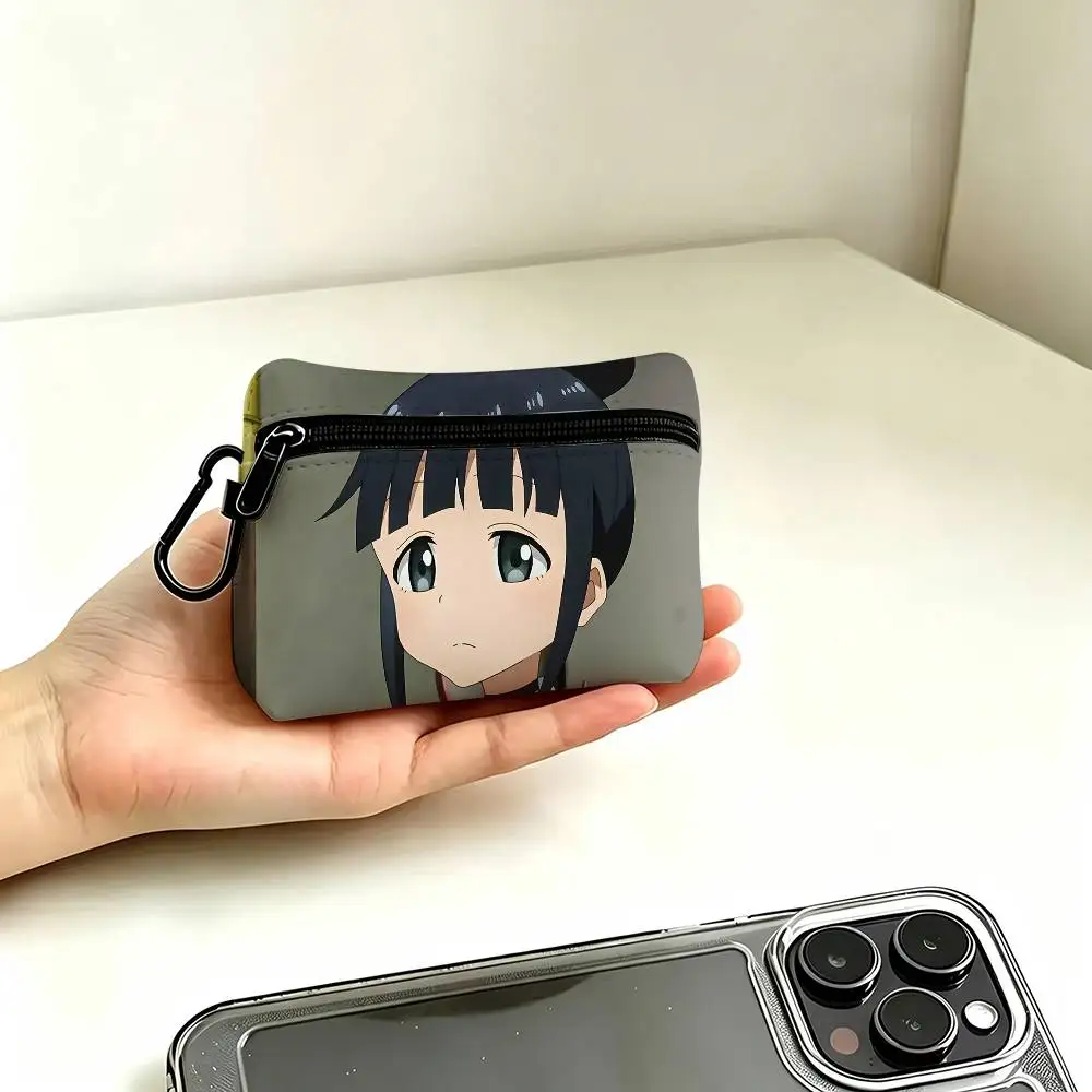1pc Mokuren In The Heart Of Kunoichi Tsubaki Coin Purse With Carabiner Hook Portable Key Card Wallet Small Zipper Storage Pouch