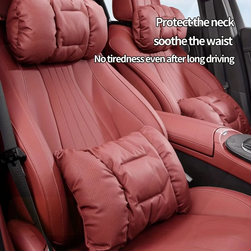 Napa-Leder Auto-Kopfstütze Nackenstütze Sitz-Lendenkissen, Auto-Nackenkissen, Lendenkissen, Geeignet für Verschiedene Autos – Detail 11
