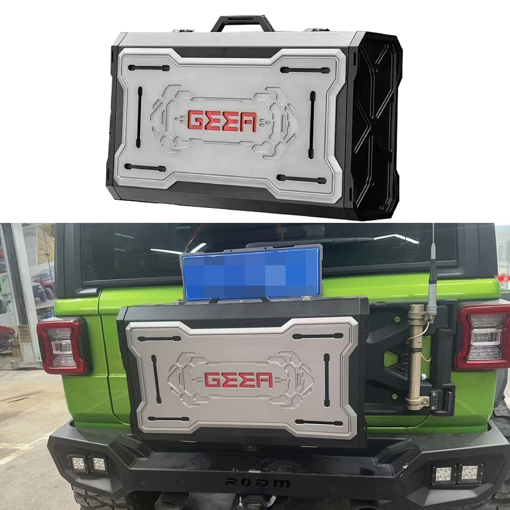 Tailgate Storage Box for GWM Tank 300 2019-2024, Aluminum Alloy Spare Tire Delete Box, Anti-Corrosion No Drilling, TK1021