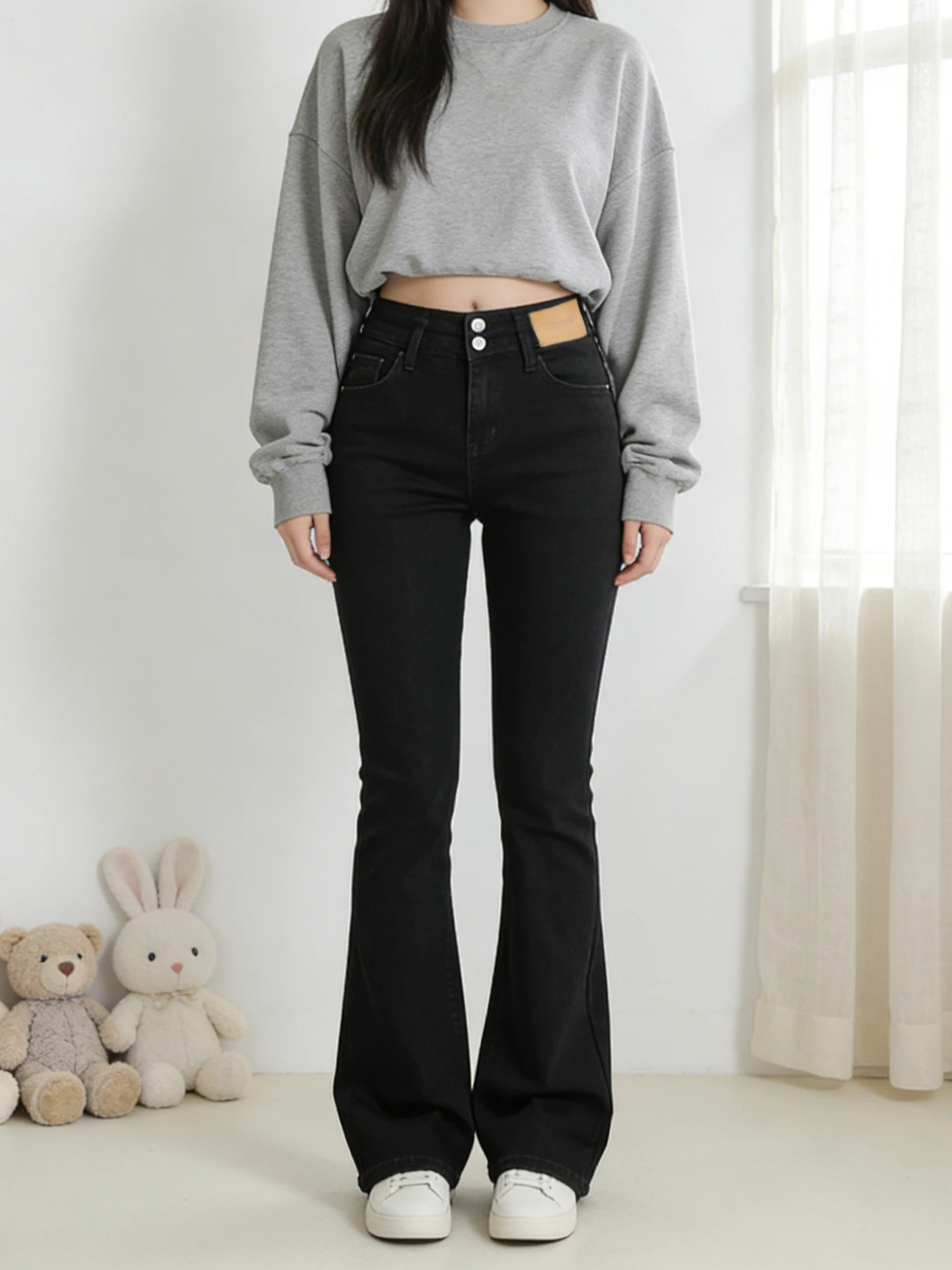 

Весна 2026: Женские джинсы-клеш с высокой талией, больших размеров, скрывающие недостатки фигуры, для фигуры типа «груша», широкие, длинные, в стиле ретро