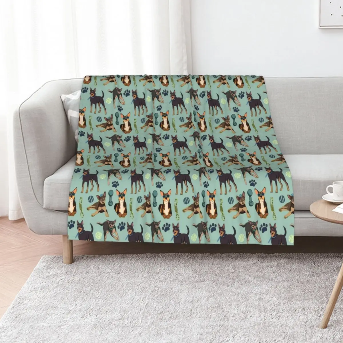 Australian Kelpie - Cute Tan and Black Dog Illustration Pattern Throw Blanket Decorative Sofas wednesday Polar manga Blankets