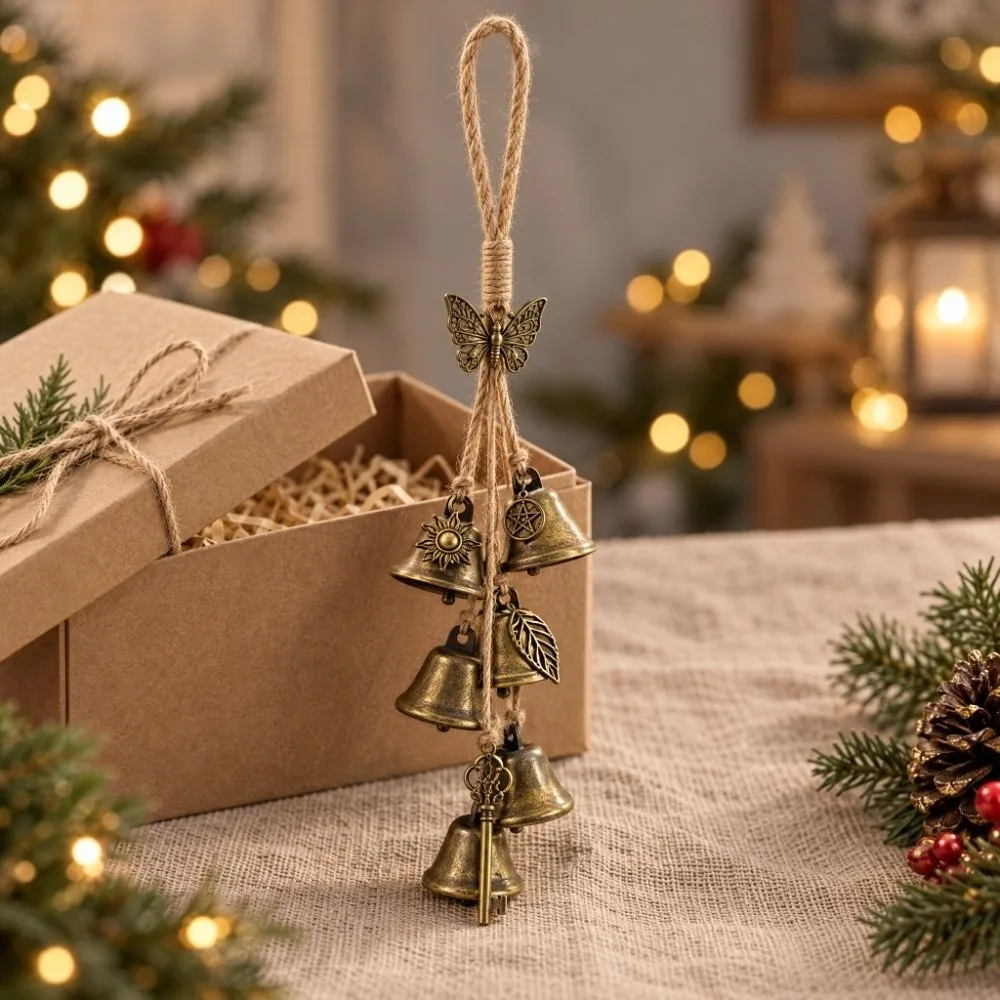 Pagan Decor Vintage Witch Bells Bronze Retro Metal Bell Pendant Soft Chime Clear Chime Bell Pendant Door Handle