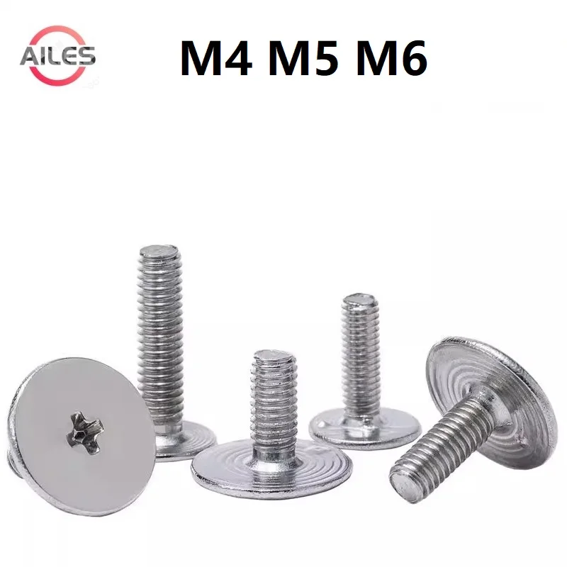 

Carbon Steel Nickel Plating M4 M5 M6 CM Extra Large Thin Flat Head Cross Recessed Screws Ultra Thin Big Head Philips Bolts