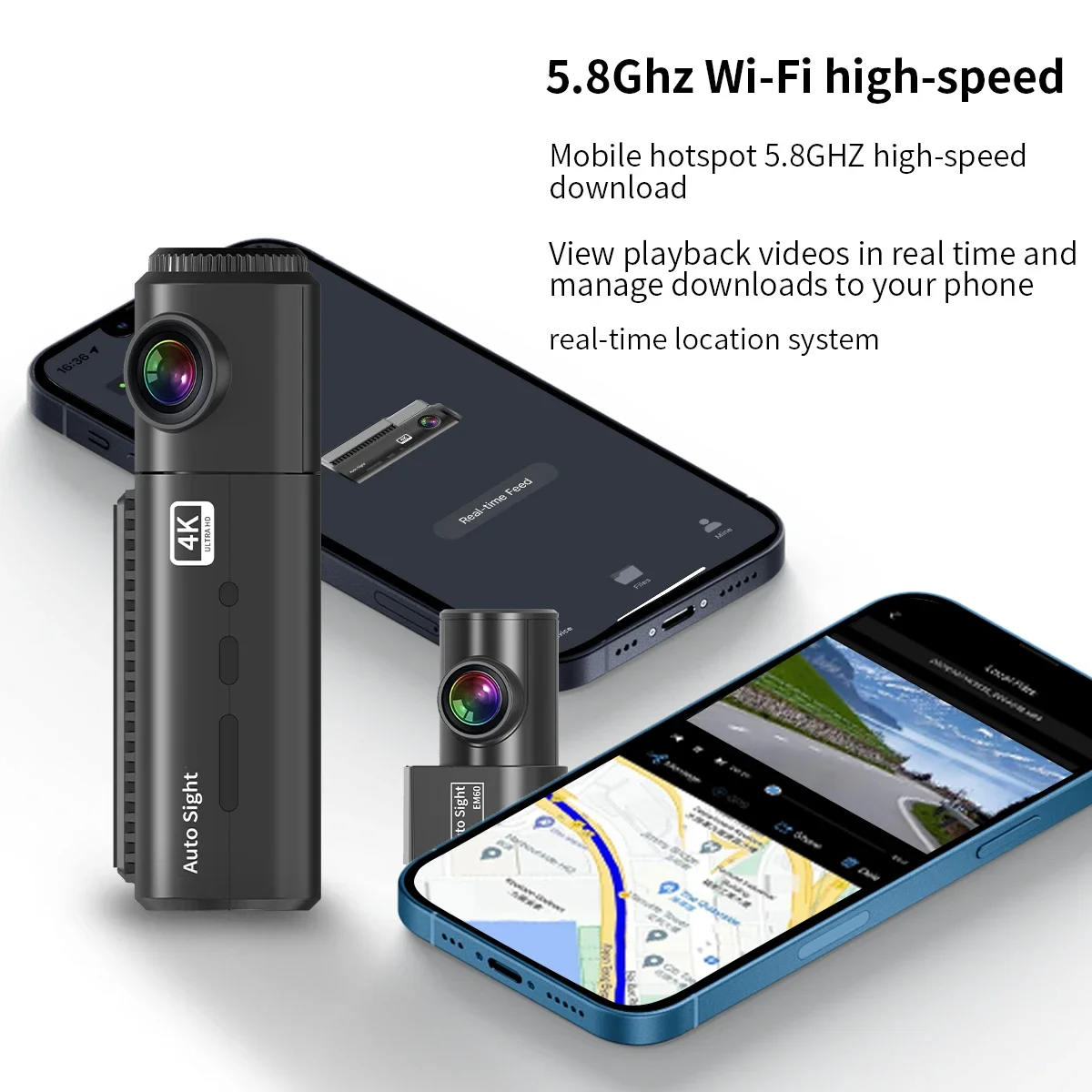 Dash Cam 4K WIFI GPS Parking Monitoring Automatic Loop Function High Temperature Function Front 4K Rear 2K Car Driving Recorder