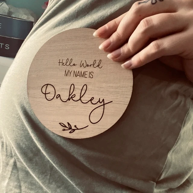 Wooden Baby Announcement Sign,Hello World Sign|New Baby ArrivalSign Birth Announcement Sign|Personalised Birth Announcement