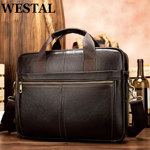 Men's Leather Laptop Briefcase WESTAL