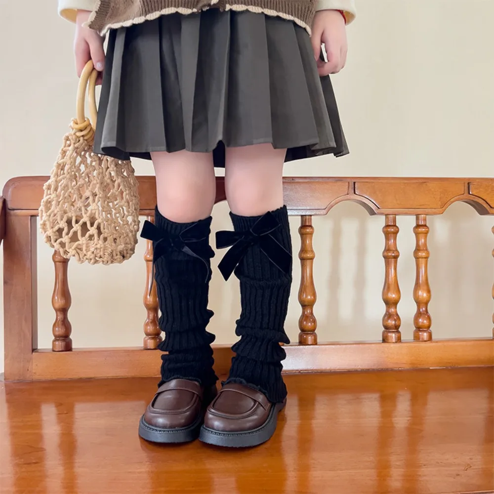 Cute Cotton Children's Stacked Socks Sweet Warm Knitted Sock Bow Leg Warmers Girl
