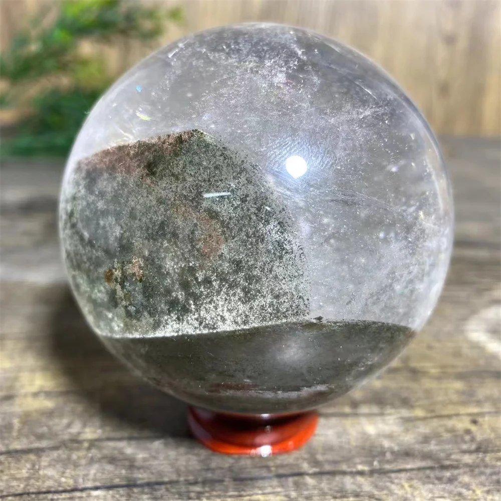Green Crystal Garden Quartz Natural Stone Sphere Reiki Energy Wichcraft Minerals Handwork Ball House Decoration Home+Stand