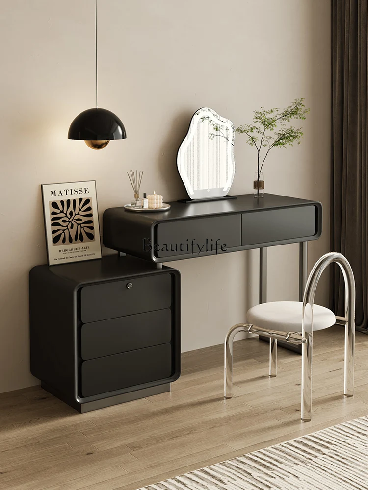 

Black Dresser Modern Fingerprint Lock Chest of Drawers Integrated Bedroom Light Luxury High-Grade Retractable