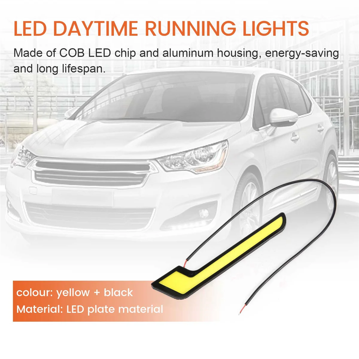

Durable 1Pair L-Shape COB Car LED Daytime Running Lights Fog Lamp White DC12V