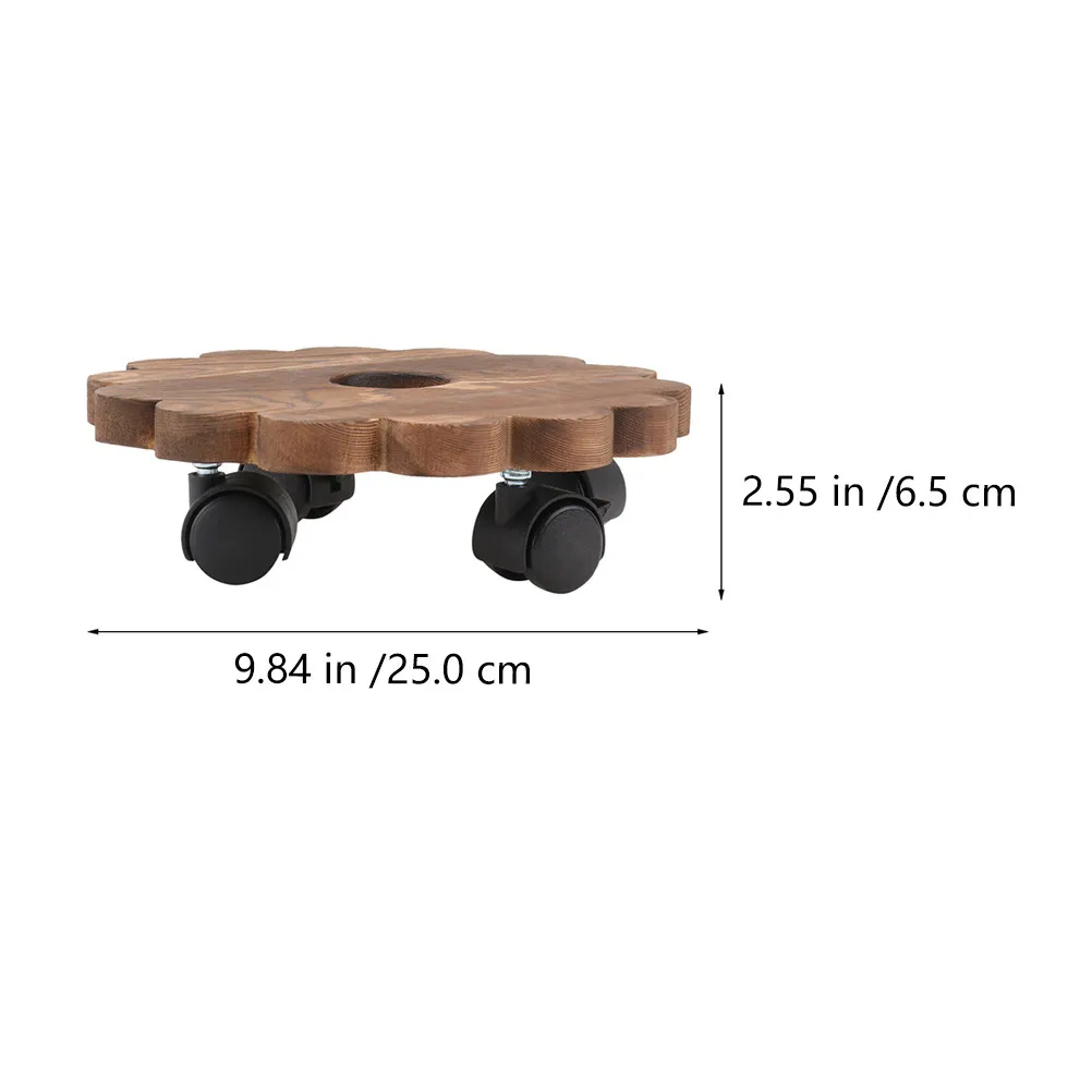 1Pcs Premium Solid Wood Plants Moving Tray Flower Pot Roller Base with Drainage Hole Heavy Duty for Potted Trees Vases Whiskey