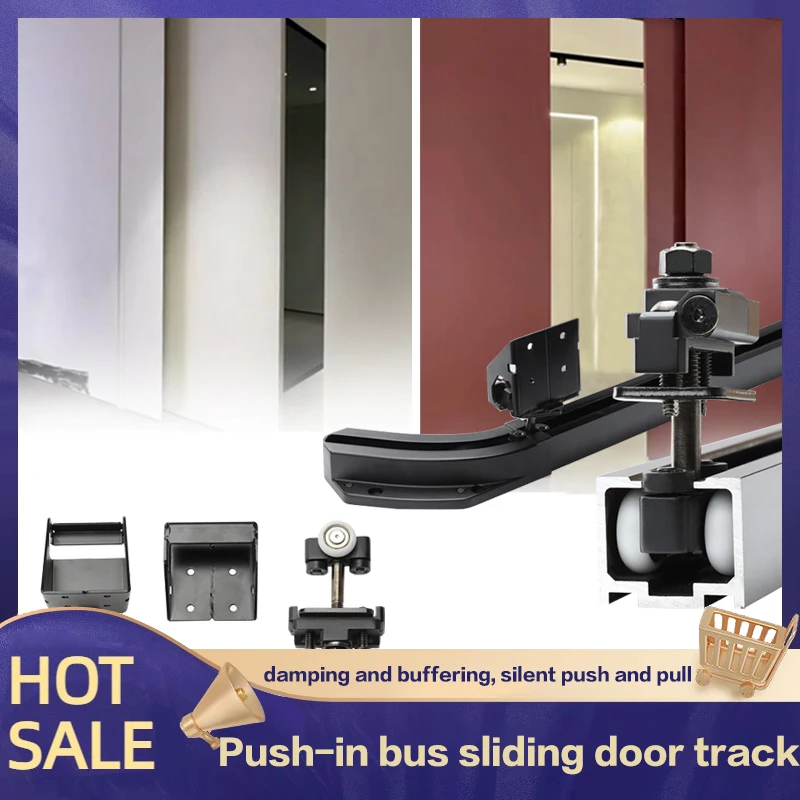 

Internal Push Bus Door Track Sliding Sliding Door Rail Coat And Toilet Flat Invisible Door Slide Rail Hardware Accessories