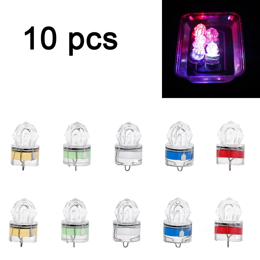 10 pcs LED Fishing Lamp Underwater Diamond Shape Flash Light Attracting Squid Fishing Lure Tackle Fishing Tools