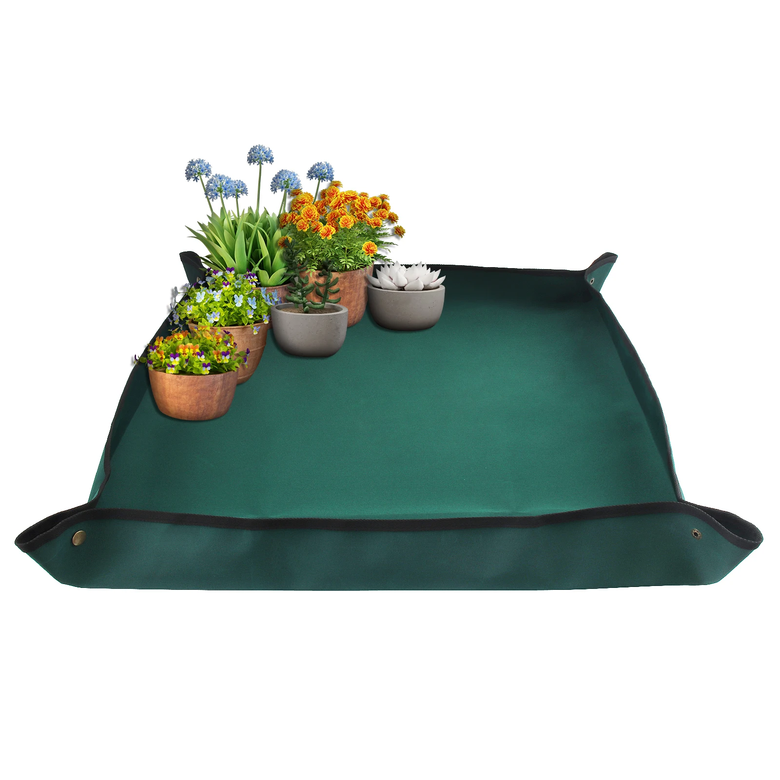 

Waterproof Repotting Mat for Indoor Plants Transplanting Table Top Gardener with Four Corner Portable Planting Gardening Mat