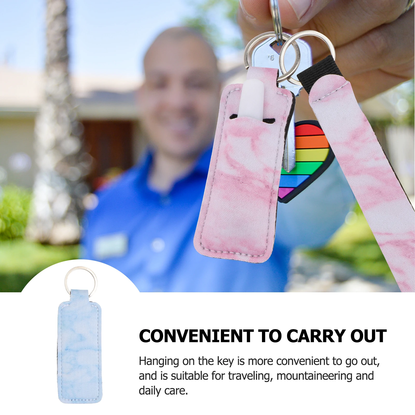 

10Pcs Lipstick Holder Keychain Neoprene Portable Cover for Lipstick Perfume Storage Lightweight Small Organizer Tube with Key