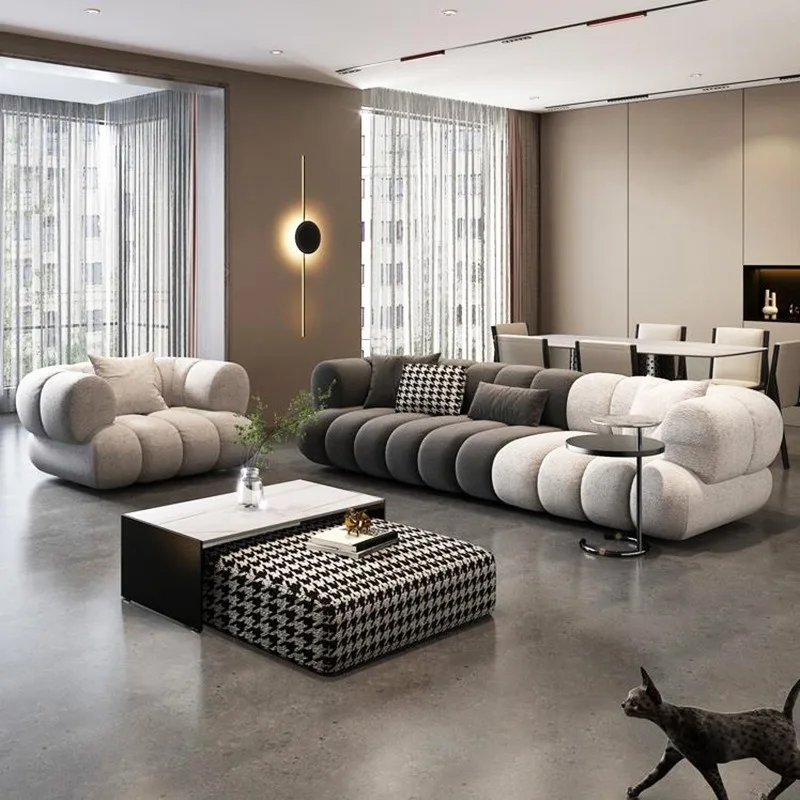 Italian light luxury fabric sofa combination, multi-person color matching simple sofa