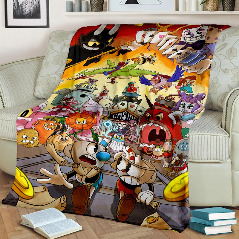 3D Game Cuphead and Mugman Gamer HD Blanket,Soft Throw Blanket for Home Bedroom Bed Sofa Picnic Travel Office Cover Blanket Kids