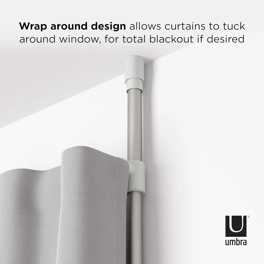 Expandable Tension Curtain Rod & Room Divider, White - No Tools Needed, Damage-Free Installation