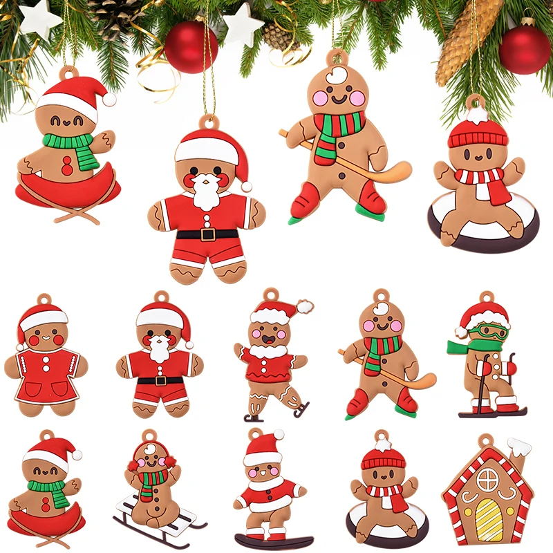 

10pcs Christmas Gingerbread Man Pendants Xmas Tree Hanging Ornament 2024 Noel Navidad Decoration For Home New Year Gift 2025