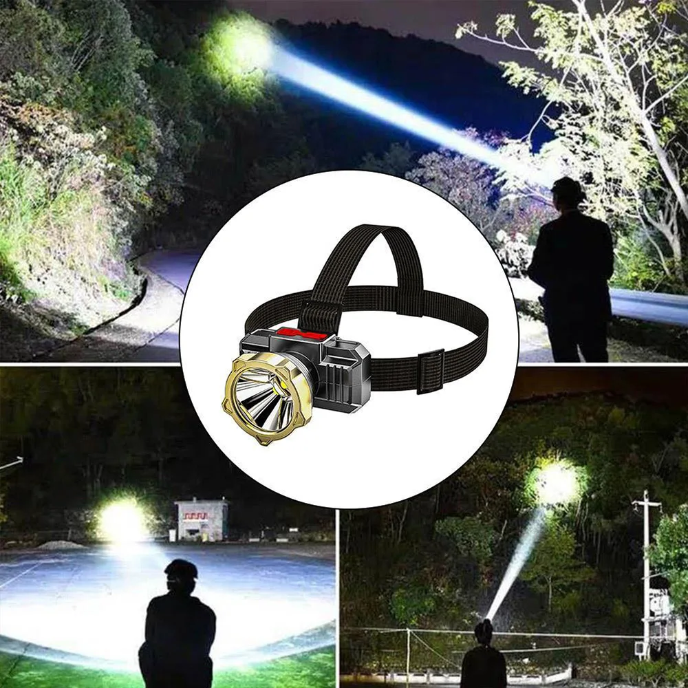 500M Long Range LED Headlamp Rechargeable Camping Lamp Tent Light Head Torch Waterproof Work Light Emergency Lamp Flashlight