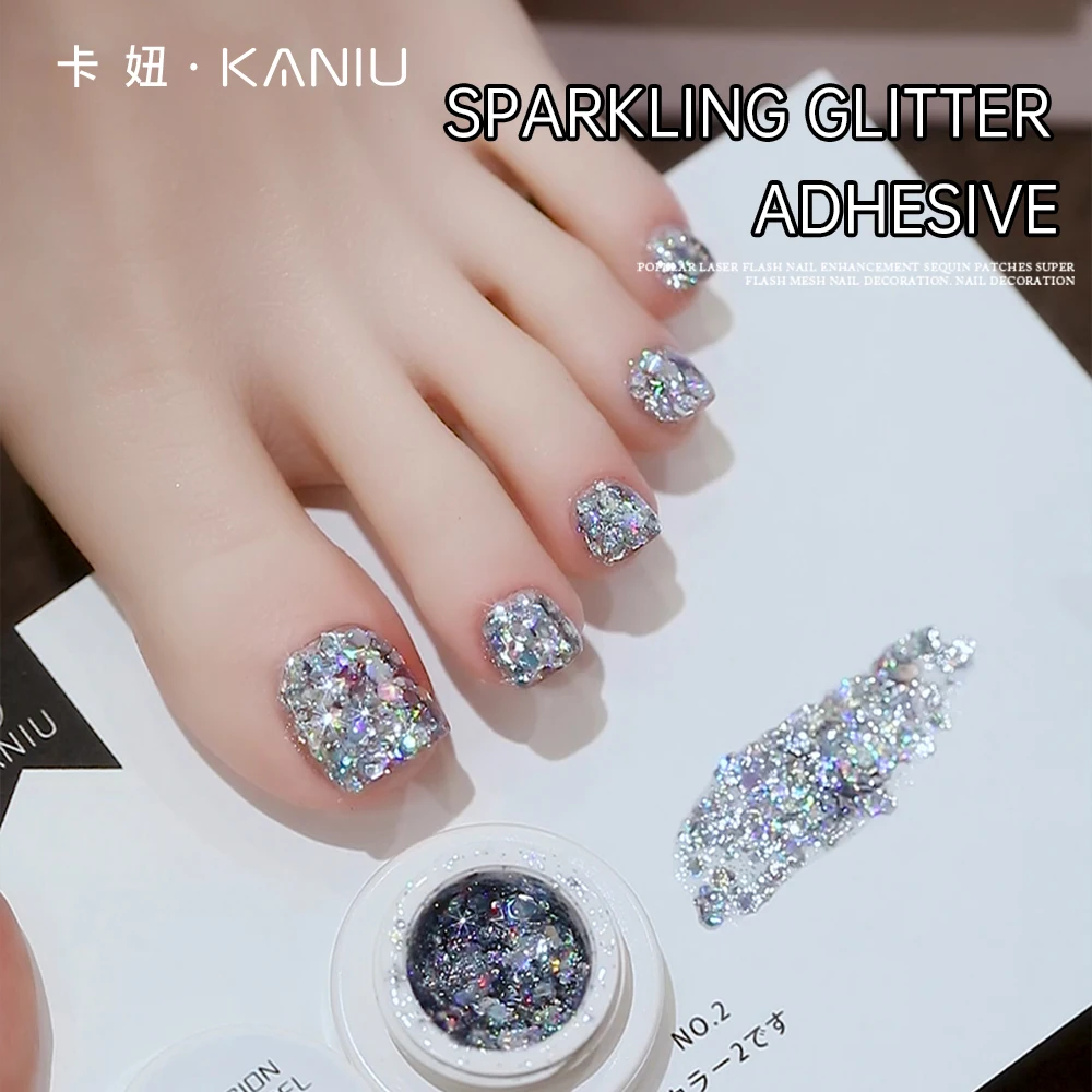 

Kaniu Glitter Sequins Nail Gel Polish 5ml Sparkling Color Soak Off UV LED Nail Gel Semi Permanent Manicure Nail Art Varnish