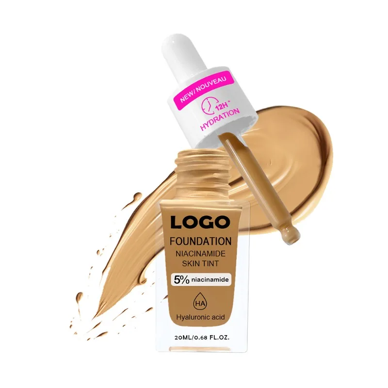 

Private Label 6colors Dropper Bottle Liquid Foundation Waterproof Oil Control Full Coverage 12h-lasting Lightweight Face Makeup