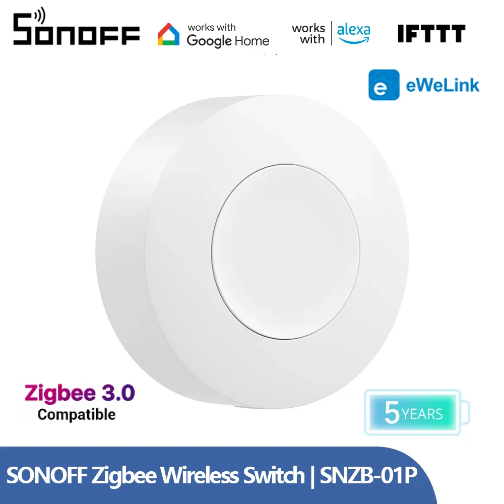 

SONOFF SNZB-01P Zigbee Smart Scene Switch Специальная кнопка Приложение Ewelink Голосовое управление через Alexa Google Smartthings Яндекс Алиса