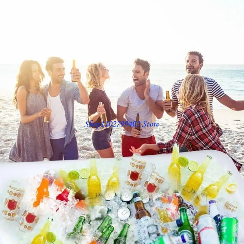 547F Inflatable Serving Bar Salad Ice Tray Drink Containers BBQ Pool Party Supplies Buffet Luau Cooler with Drain