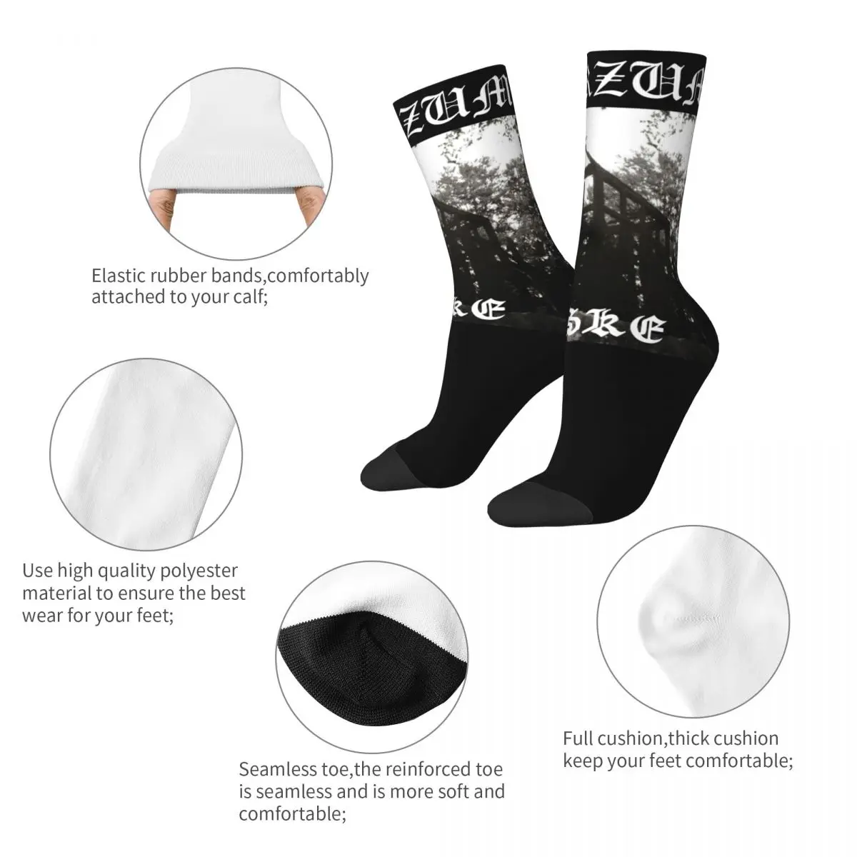 Fashion Burzum Aske Skateboard Socks Polyester Long Socks for Unisex Sweat Absorbing