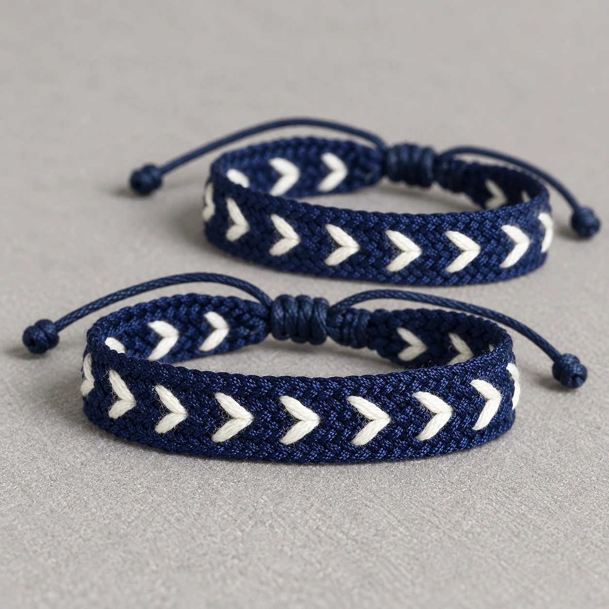 Adjustable Drawstring Bracelet Handcrafted Handwoven Bracelet Chevron Pattern Bracelet Cotton Linen For Casual Outings Travel