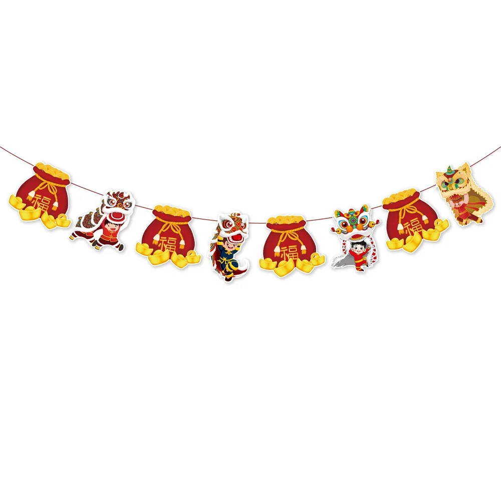 Chinese New Year Banner Fine Cutting Hanging Ornament Party Supplies Decor Novel Year Of The Horse Banner For New Year Parties