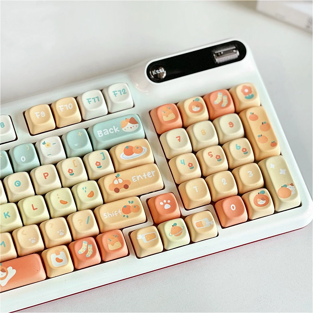 131 keys, orange soda MOA keycap for Cherry MX 61 68 104 108 mechanical keyboard