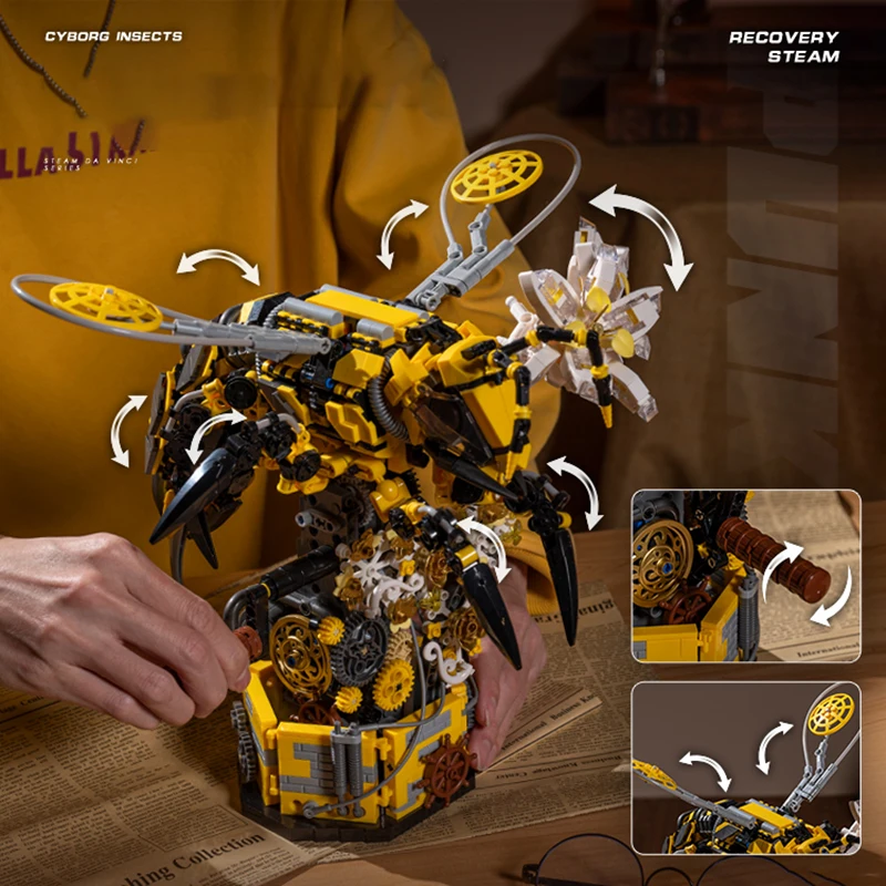Miasto MOC mechaniczne owady Bumblebee zestaw modeli do składania skorpion konik polny klocki DIY kreatywny Mech pszczoła chrząszcz cegły zabawki ﻿
