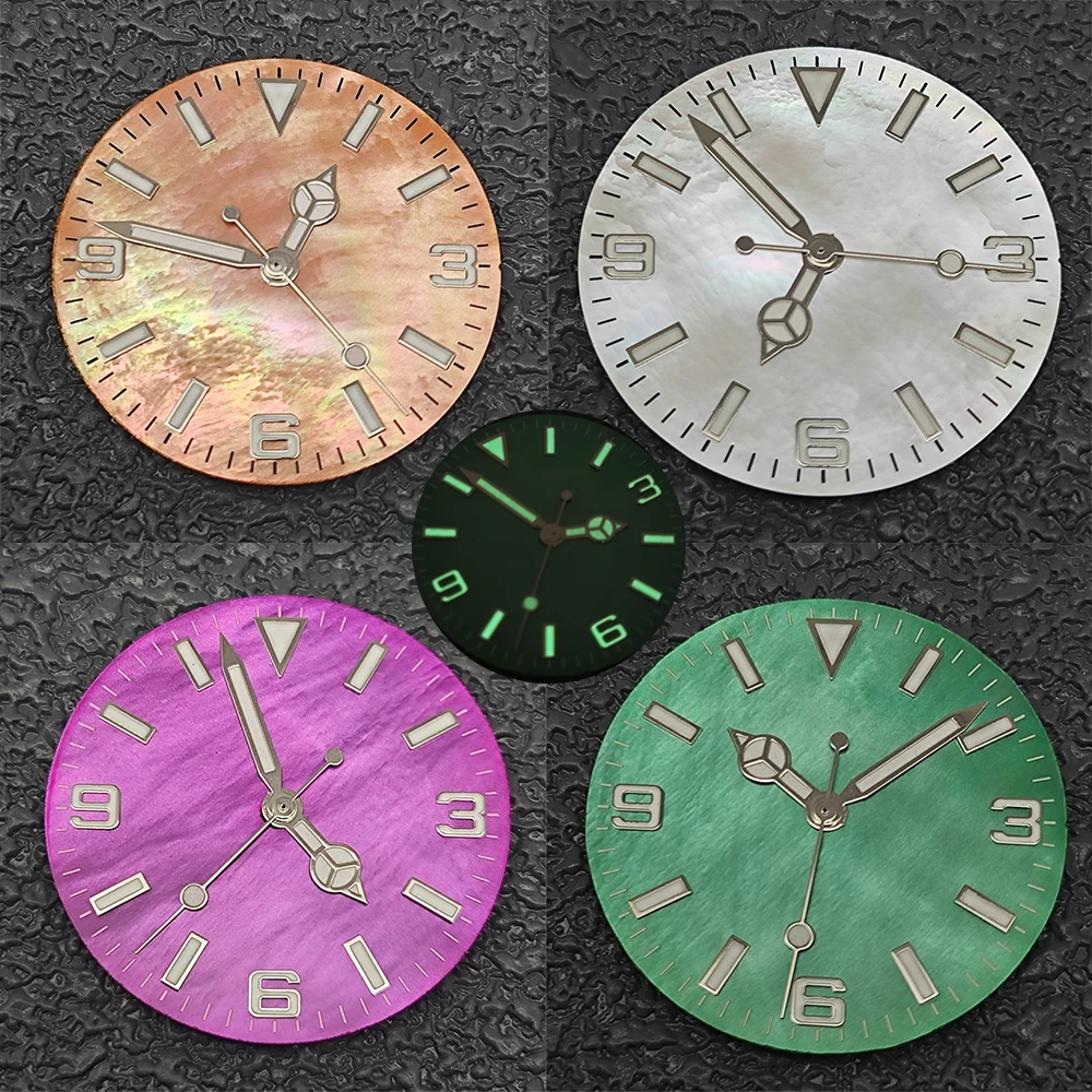 Shell Face Watch Dial Modification  28.5mm Green Luminous Dial Shiny Sterile 369 Watch Faces  Watch Accessory for NH35 Movement