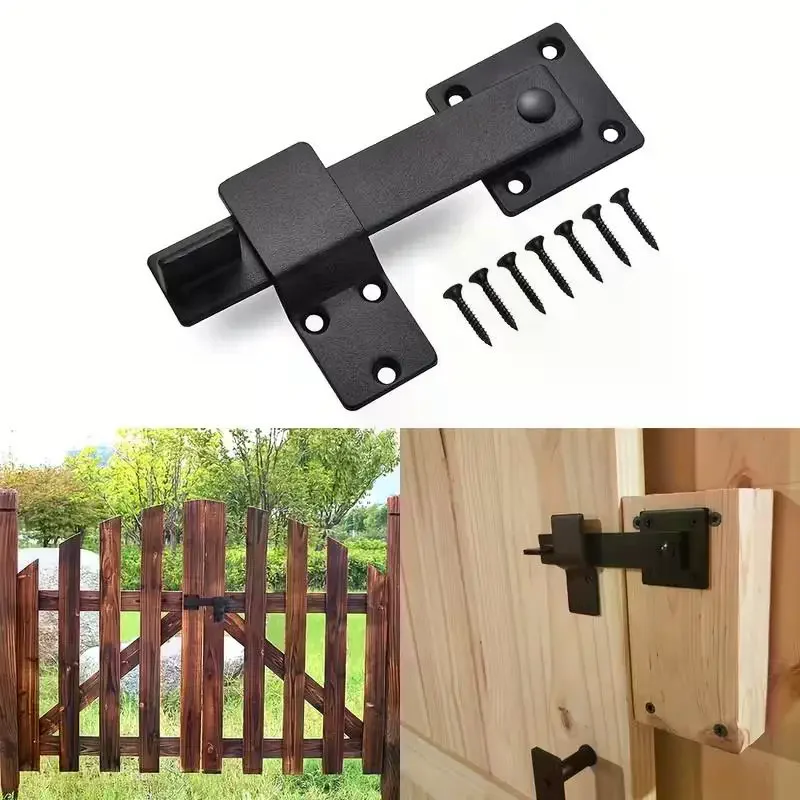 

Heavy Duty Matte Black Metal Latch Solid Metal Brushed Finish With Rotating Handle For Outdoor Flip Door Lock Latch