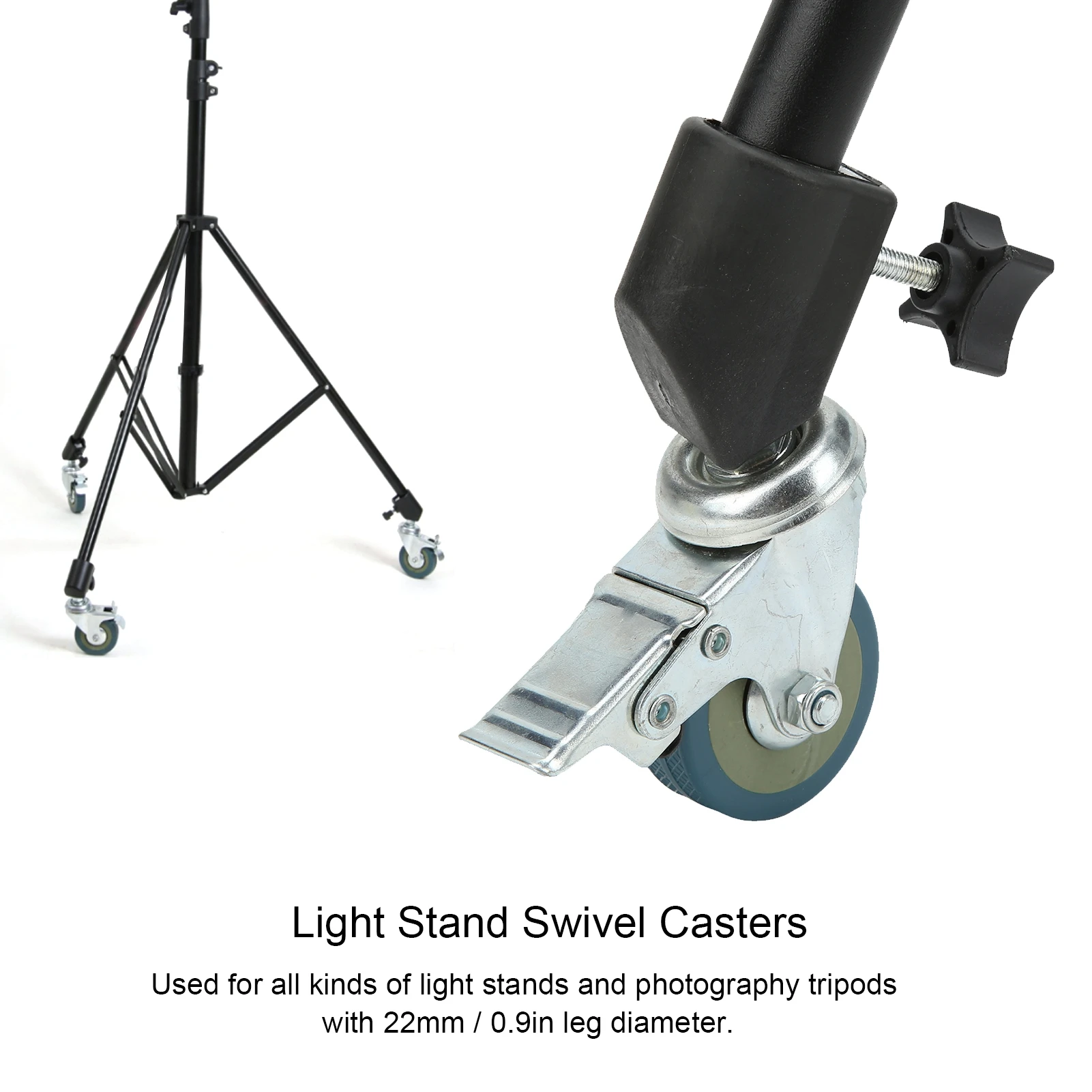Light Stand Swivel Casters 22mm Multi Purpose Heavy Duty  Locking Caster Set for Photography Light Stand for Tripods