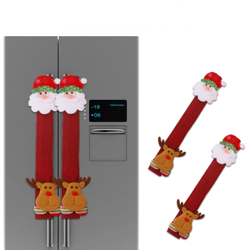 Microwave Oven Door Handle Cover Door Pull Gloves Linen Refrigerator Handle Gloves Christmas Decorations Перчатки Дверные