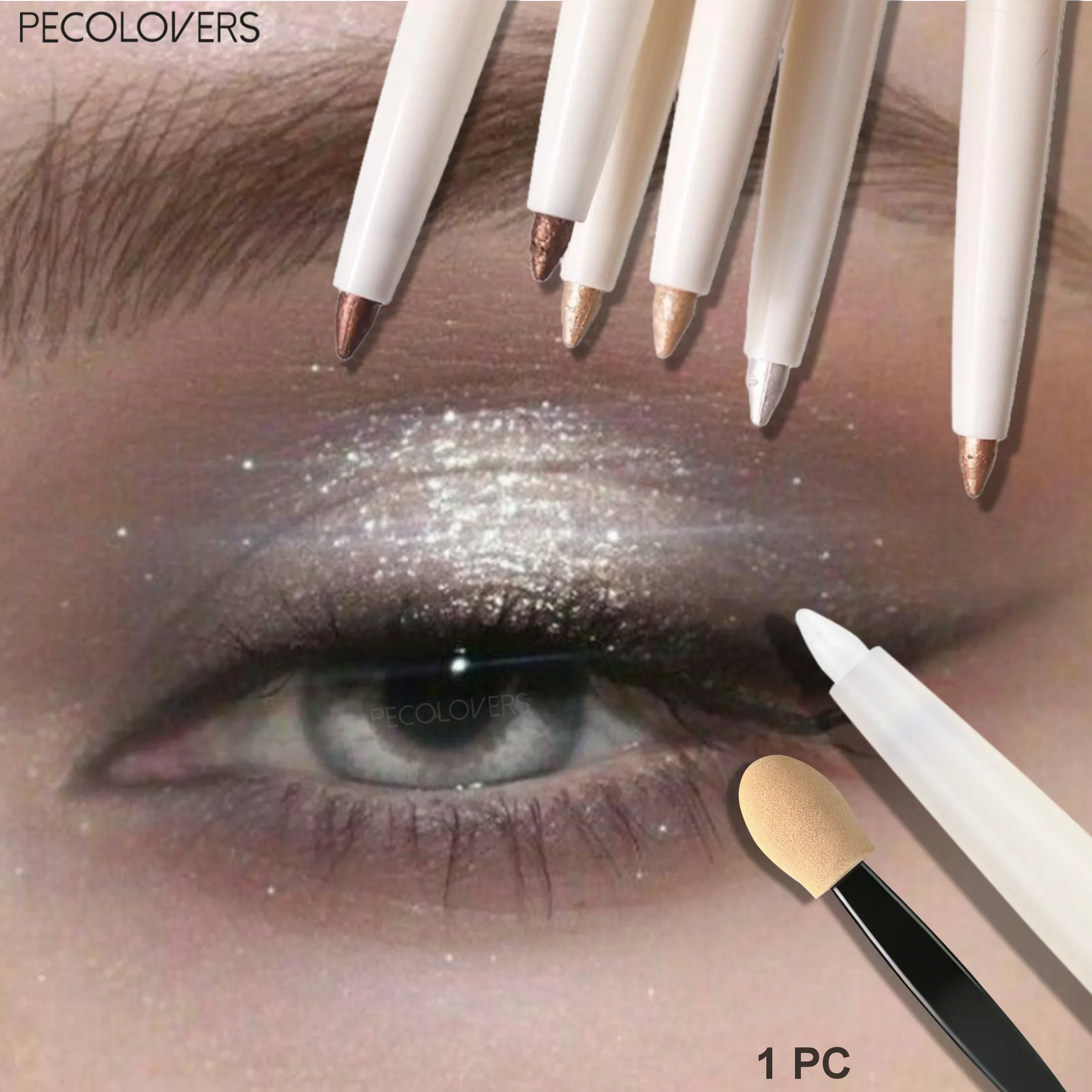 1 PC Shiny Eye Highlighter Pen Used As Eye Shadow Cheek Nose Highylighter, Come with Free Eyeshadow Brush for Whimsy Gleam