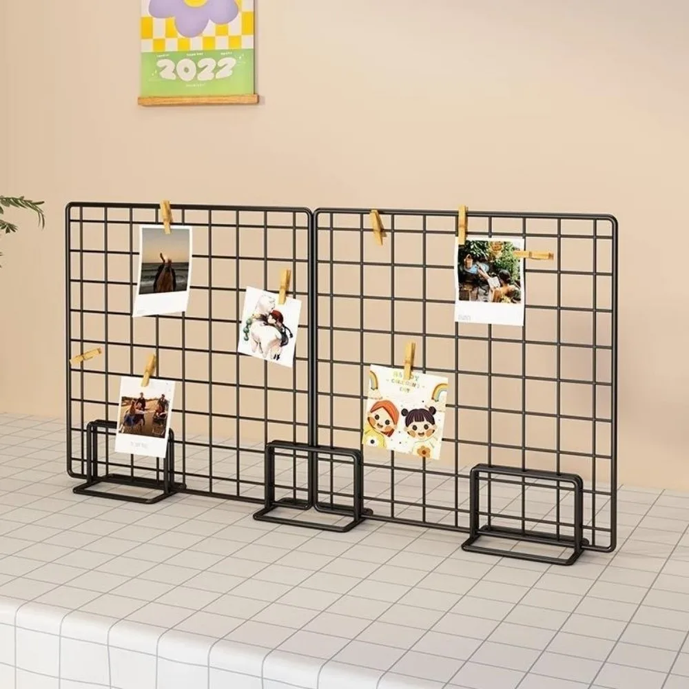 Creative Grid Display Rack Metal Grid Frame Storage Rack with Base Jewelry Booth Rack Art Photo Display