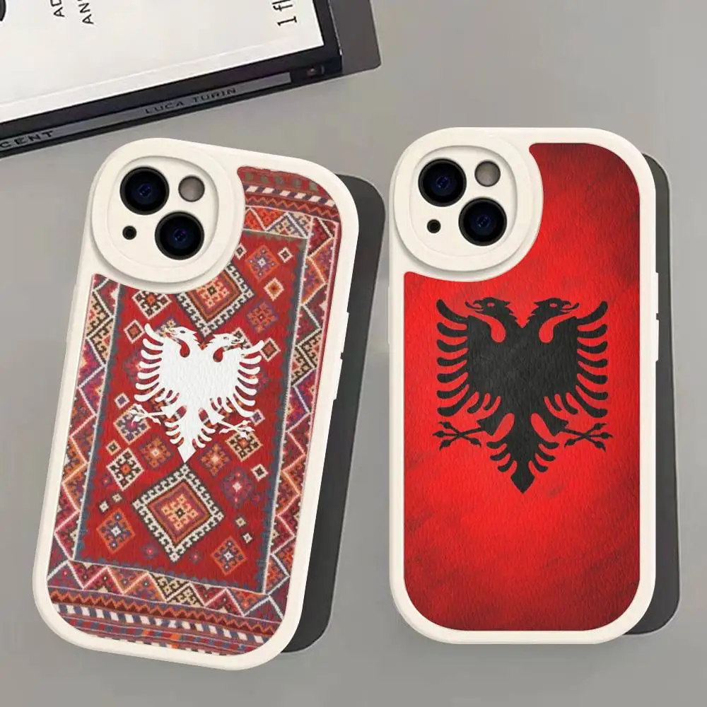 National Symbol Albania Albanians Flag Phone Case For IPhone 16 15 14 13 12 11 Pro Max Plus Leather Soft Cover