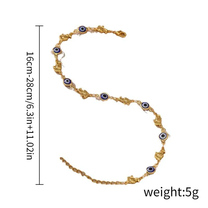 Bohemian Evil Eye Gänseblümchen-Fußkettchen für Frauen, Perlenperlen, Elefanten-Fußkettchen, Armband am Bein, Sandalen, Strandschmuck, Geschenke – Detail 6
